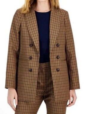 Tahari ASL Women's Trendy Houndstooth Boyfriend Blazer Jacket Size 4 New